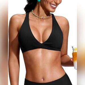 NWT Soothfeel Push Up Padded Twist Front Criss Cross Back Bikini Swimsuit Top, L